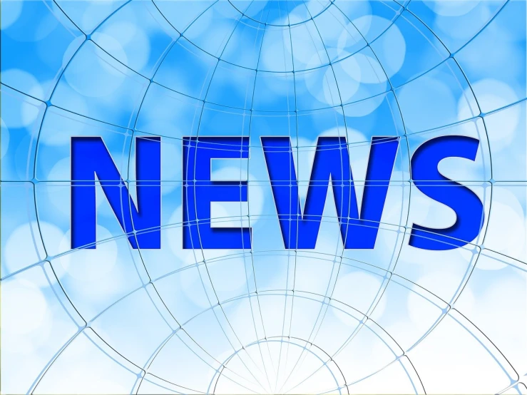 a picture of the word news on a blue background, a digital rendering, outdoor photo, photo, portlet photo, new release