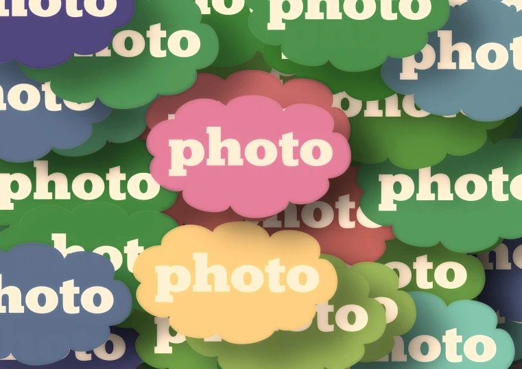 a bunch of clouds with the word photo on them, a picture, top secret style photo, colorful photo, hi-res photo, portrait photo