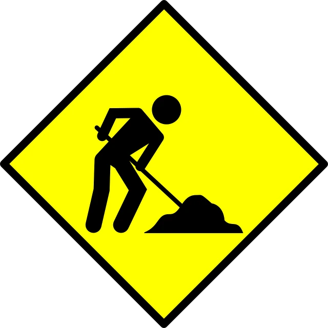 a man digging a pile of dirt with a shovel, by Harry Beckhoff, pixabay, constructivism, traffic signs, on a flat color black background, butter, 2 0 1 0 photo