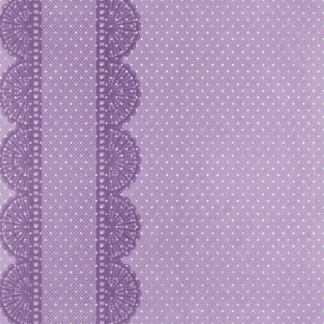 a purple background with white polka dots and a lace border, inspired by Katsushika Ōi, listing image