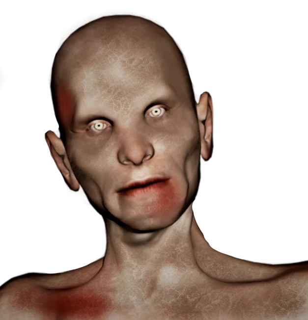 a close up of a person with a creepy look on their face, a digital rendering, inspired by Aleksander Gierymski, emaciated shaved face, male vampire of clan banu haqim, pale woman, rendered in arnold engine