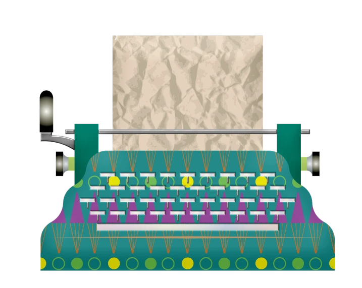 a typewriter with a piece of paper on top of it, an illustration of, inspired by Eduardo Paolozzi, polycount, computer art, alien sedimentary schematic, layered paper, wikihow illustration, houdini algorhitmic pattern