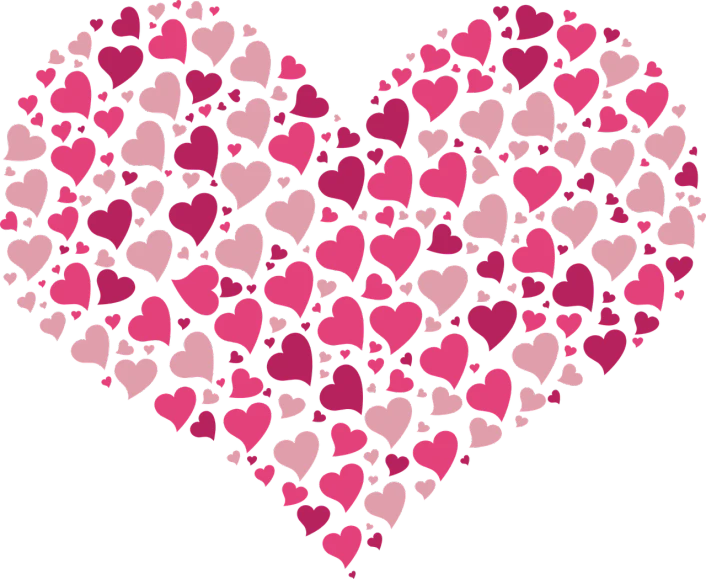 a heart made of hearts on a black background, ((pink)), !!!!, ad image