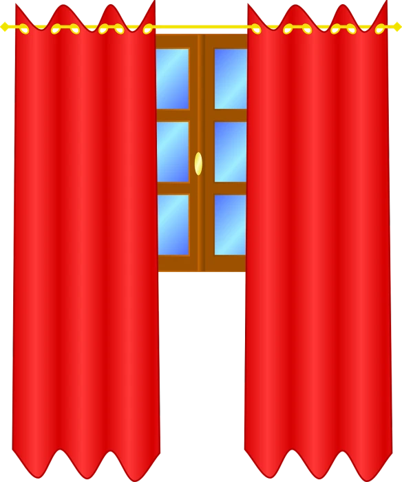 a red curtain hanging in front of a window, a digital rendering, inspired by Shūbun Tenshō, no gradients, rubber hose animation, arson, microsoft windows