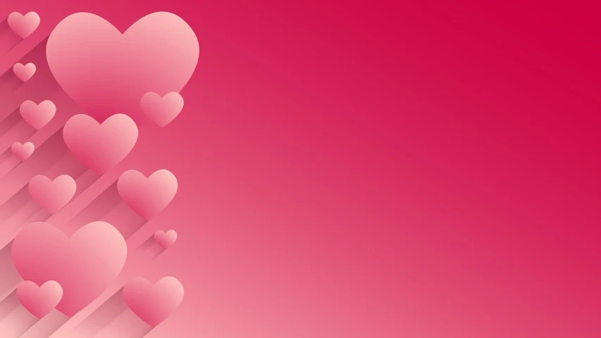 a bunch of pink hearts on a pink background, an illustration of, figuration libre, gradient darker to bottom, card template, looking left, smooth in _ the background