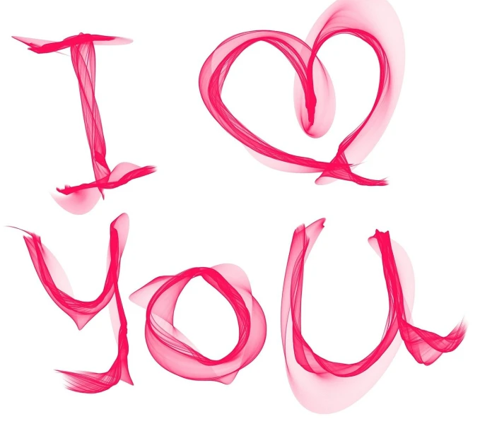 i love you written in the shape of a heart, a picture, flowing pink-colored silk, beautiful juicy brush strokes, flirting, phone photo
