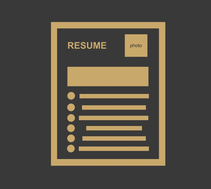 a resume sitting on top of a piece of paper, pixabay, renaissance, gold and black color scheme, modern simplified vector art, spooky photo, photograph credit: ap