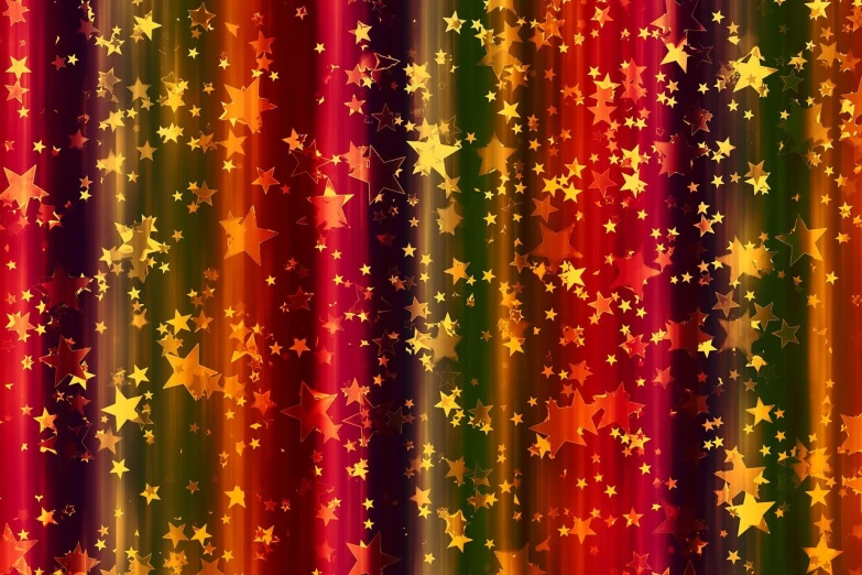 a colorful background with stars and stripes, by Marie Bashkirtseff, trending on pixabay, baroque, dark oranges reds and yellows, gold green and purple colors”, red curtains, autumn lights colors