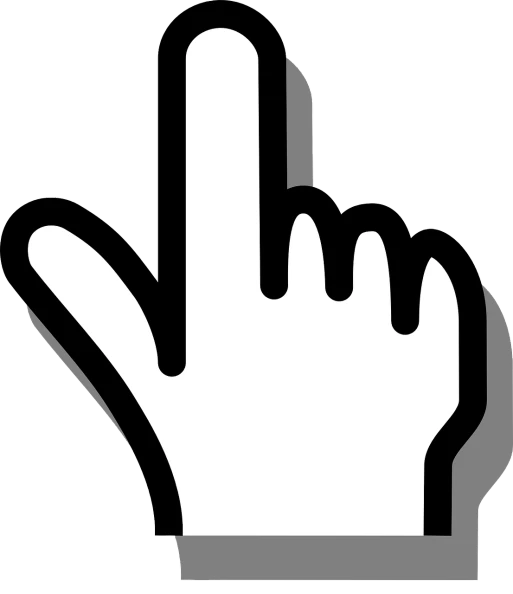 a hand touching a button on a black background, a screenshot, by Andrei Kolkoutine, pixabay, precisionism, clipart icon, middle finger, black and white”, lama