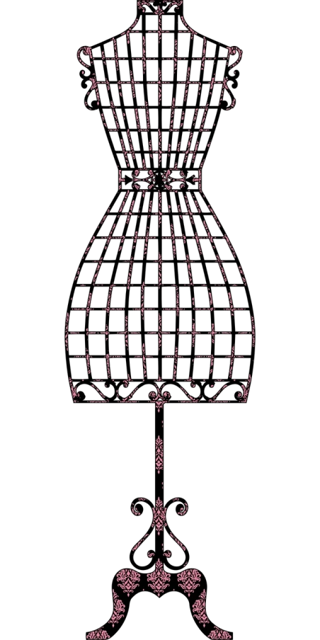 a drawing of a dress on a mannequin, by Anna Füssli, ascii art, pink light, faberge, overhead view, lantern