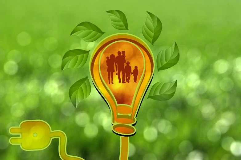 a light bulb with a drawing of a family on it, a picture, conceptual art, photosynthesis, clipart, glowing background lighting, tourist photo