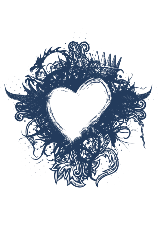 a heart with wings on a black background, inspired by Sōtarō Yasui, deviantart, decorative dark blue clothing, evil inky swirly ripples, album cover!, random detail