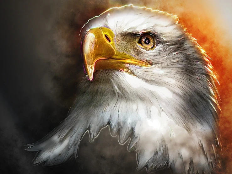 a close up of a bird of prey, a digital painting, by Adam Marczyński, digital art, eagle logo, trending on deviantarthq”, digital airbrush painting, white eagle icon