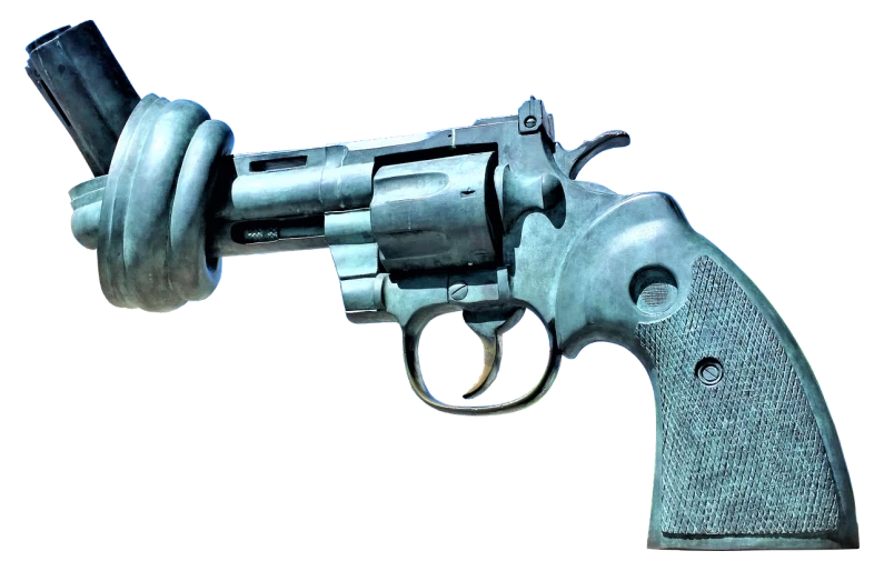 a close up of a gun on a black background, an ambient occlusion render, by Andrei Kolkoutine, pixabay, realism, realistic detailed revolver, with damaged rusty arms, blue realistic 3 d render, cutout