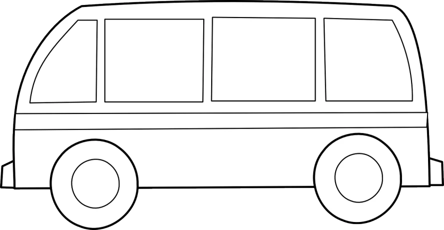 a black and white drawing of a bus, lineart, by Konrad Krzyżanowski, simple primitive tube shape, color page, anonymous as a car, no outline