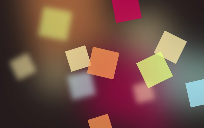 a bunch of colorful squares floating on top of each other, a picture, 4 k hd wallpaper illustration, paper background, dark blurry background, random object movement