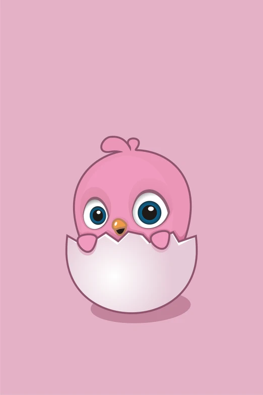 a pink bird sitting on top of a white egg, an illustration of, young cute wan asian face, big cute eyes, cartoon style illustration, iphone background