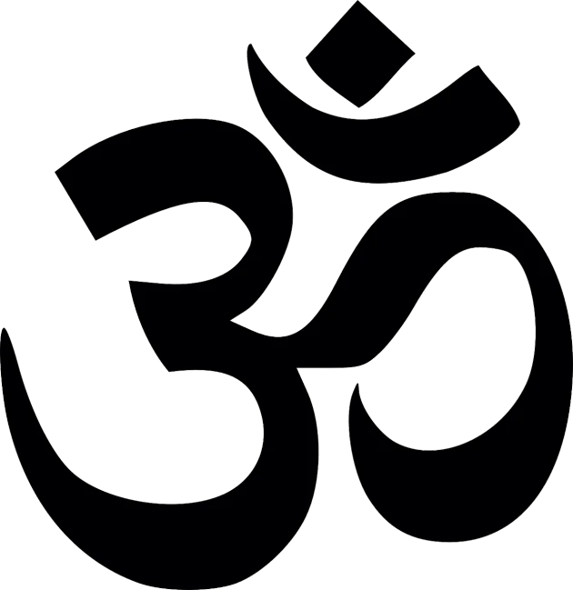 a black and white om symbol on a white background, by Joseph Bowler, hurufiyya, highly no detailed, hindu god, wikipedia, indian script