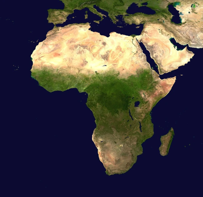 a satellite view of africa and the middle east, shutterstock, high detail”, dramatic”