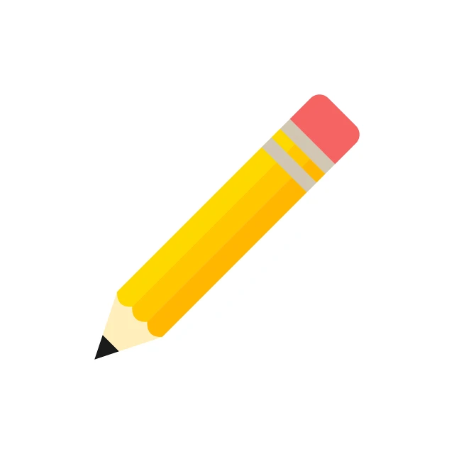 a yellow pencil sitting on top of a white surface, a drawing, flat icon, japanese, : :