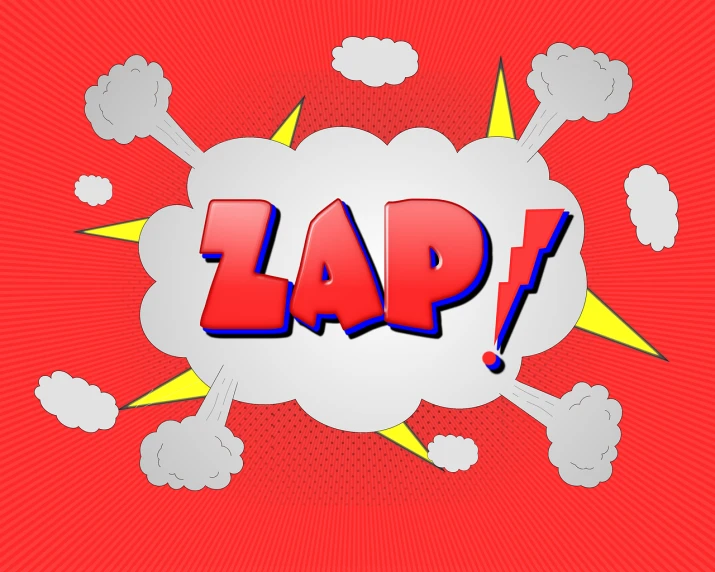 a picture of the word zap on a red background, a comic book panel, by Tom Carapic, shutterstock, lie on white clouds fairyland, !!! very coherent!!! vector art, lada, cartoon style illustration