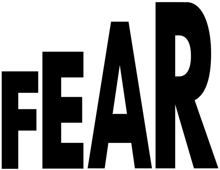 a black and white image of the word fear, by Robert Beatty, nuclear art, minimalist svg, safari, (heart), the life