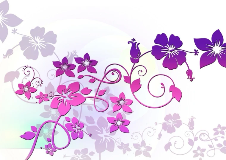 a pink and purple floral design on a white background, vector art, by Hermione Hammond, background image, electric vines and swirls, !!! very coherent!!! vector art, wonderful scene