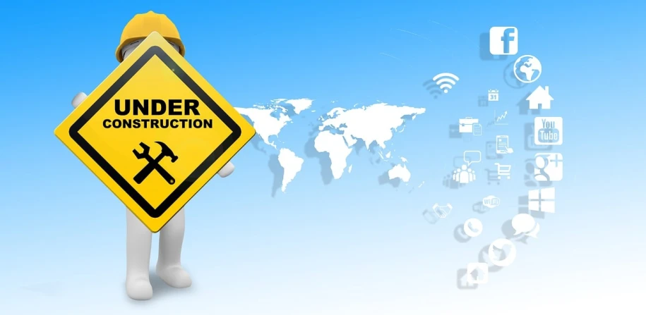 a person holding a sign that says under construction, an illustration of, by Kurt Roesch, shutterstock, wifi icon, sensors, 2 d render, contaminated