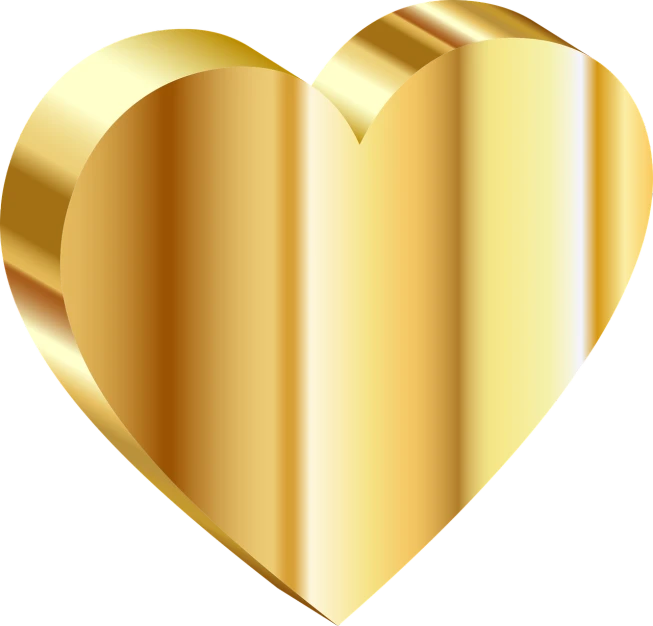 a golden heart on a white background, an illustration of, inspired by Masamitsu Ōta, [ metal ], everyday plain object, honored, vista view