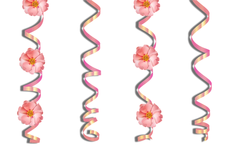 a bunch of pink flowers that are next to each other, a digital rendering, streamers, spritesheet, with a black background, 3 are spring