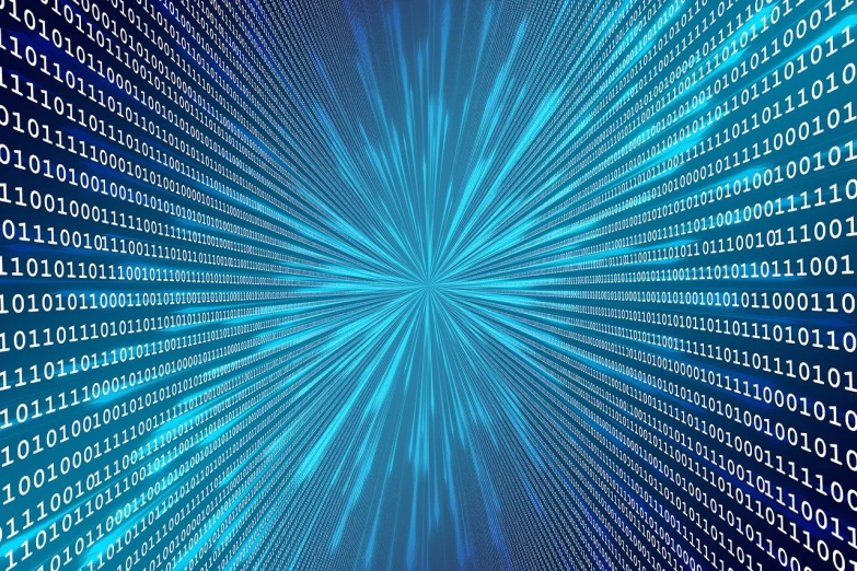 a computer screen with a lot of numbers on it, shutterstock, computer art, hyperspace, vector background, blue image, binary