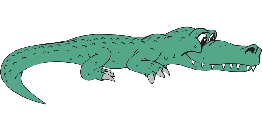 a green alligator with sharp teeth on a black background, an illustration of, inspired by Tomi Ungerer, deviantart, wikihow illustration, lying down, from family guy, clean lineart and flat color