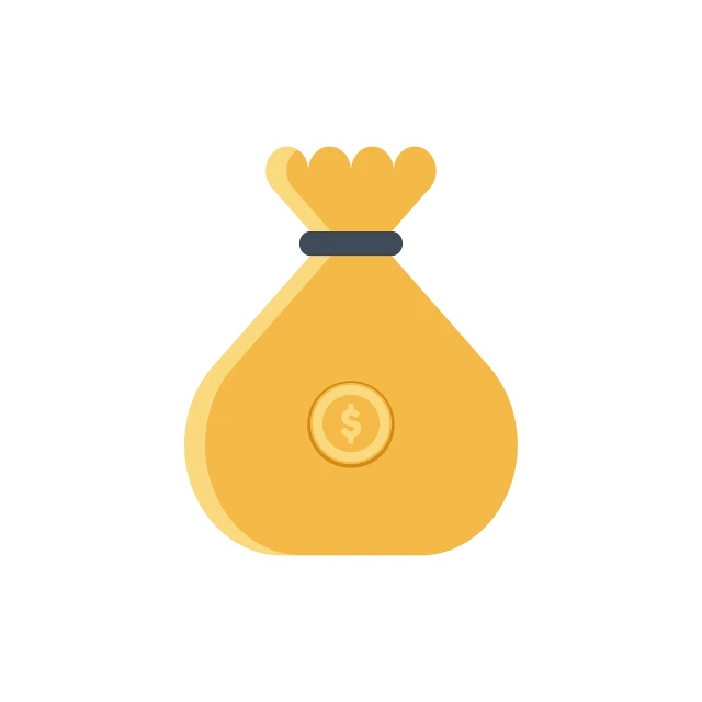 a bag of money with a dollar sign on it, an illustration of, minimalism, flat color, marketing game illustration, gold, listing image