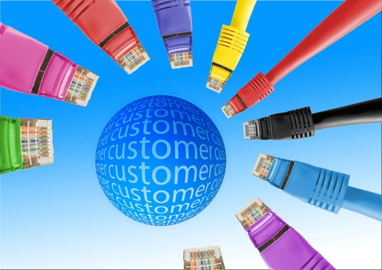 a group of different colored cables connected to a globe, an illustration of, shutterstock, customer, cool marketing photo, customers, 2012