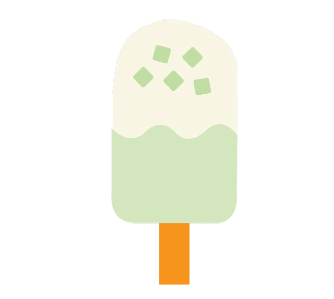 a green and white ice cream on a stick, inspired by Emiliano Ponzi, discord profile picture, ice color scheme, rectangular, corn
