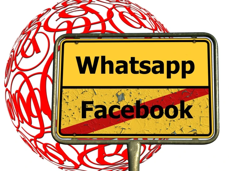 a yellow sign sitting on top of a metal pole, shutterstock, digital art, zuckerberg, whatsapp, brain, red mesh in the facede