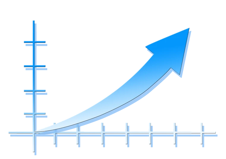 a graph with an arrow pointing upward, by Ingrida Kadaka, pixabay, tail raised, showing curves, blue print, side view