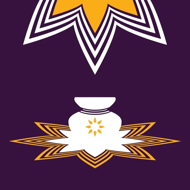 a white vase sitting on top of a purple table, a poster, inspired by Itō Seiu, hurufiyya, !!! very coherent!!! vector art, masonic symbols, shining star, pictured from the shoulders up