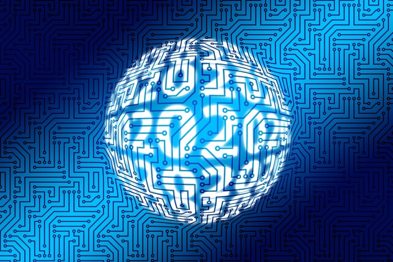 a computer circuit board sphere on a blue background, by Jesse Richards, flickr, digital art, 2 0 5 6 x 2 0 5 6, detailed vector, foreseeing the future, avatar image