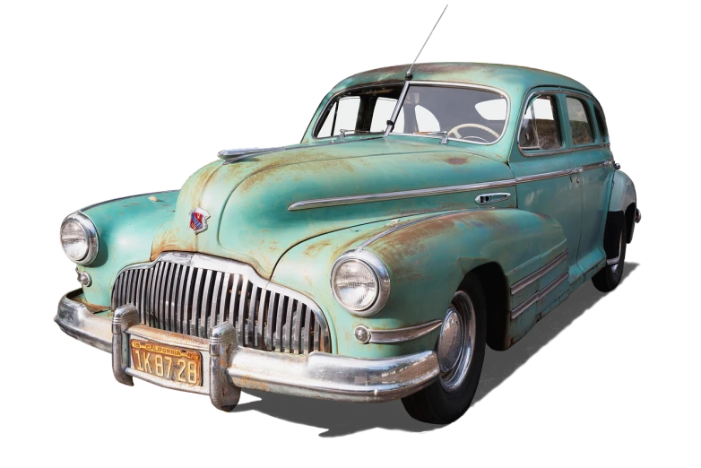 an old green car parked in front of a black background, a portrait, by Arnie Swekel, flickr, cobra, rendered in maya 4 d, turqouise, portrait of a slightly rusty, turkey