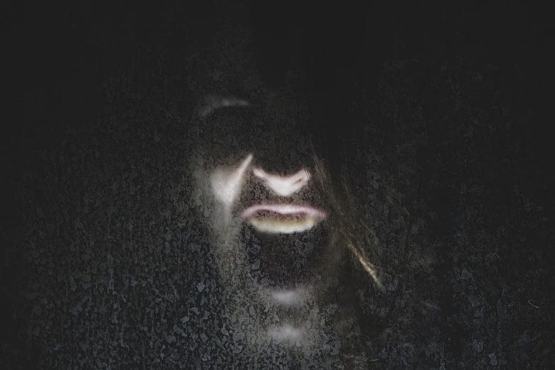 a close up of a person's face in the rain, a picture, inspired by Jan Lievens, transparent ghost screaming, witchcore, elevator doors look like a mouth, horroristic shadows