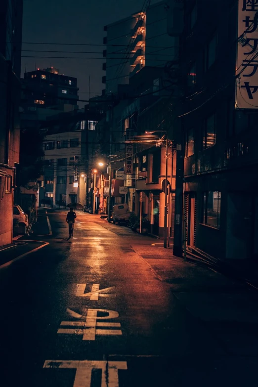 a person riding a bike down a street at night, a picture, by Matt Stewart, unsplash contest winner, ukiyo-e, dusty abandoned shinjuku, in an alley at night back lit, stock photo, maze of streets