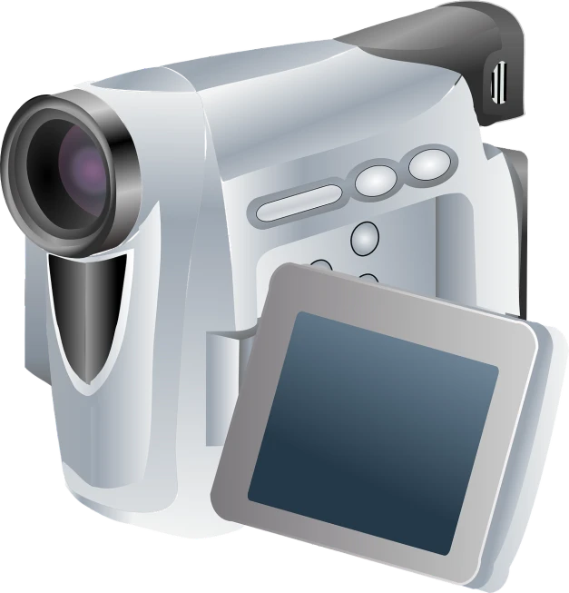 a video camera with a tablet next to it, a digital painting, inspired by Masamitsu Ōta, pixabay, video art, mini dv camera found footage, icon, screw, full body camera shot