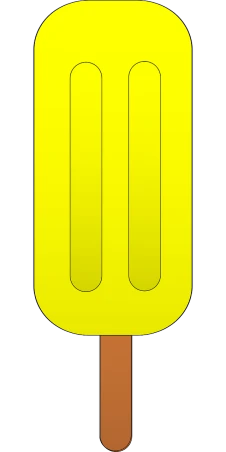 a yellow popsicle sitting on top of a wooden stick, inspired by David B. Mattingly, !!! very coherent!!! vector art, symmetrical front view, electrode, black. yellow