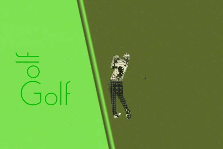 a man holding a golf racquet on top of a green wall, a digital rendering, inspired by Shirley Teed, behance contest winner, kinetic pointillism, banner, gq, mid action swing, wallpaper”