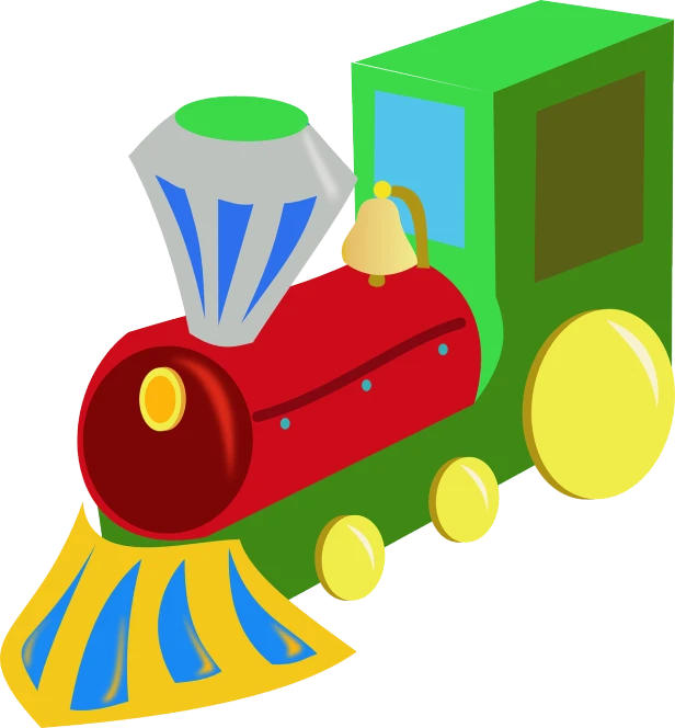 a toy train with a diamond on the front, a digital rendering, inspired by Masamitsu Ōta, vectorial art, horn, trim, boys