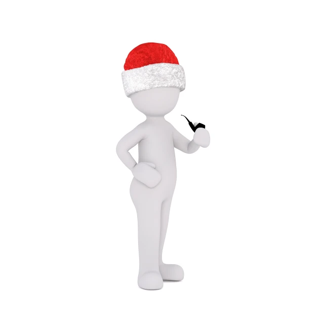 a person wearing a santa hat and smoking a pipe, a stock photo, by Kanbun Master, holds a small knife in hand, _3d-terms_, stick figures, official product photo