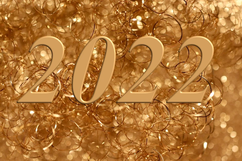 a close up of a number on a gold background, trending on pixabay, happening, year 2 0 2 2, sequins, 3 2 x 3 2, avatar image