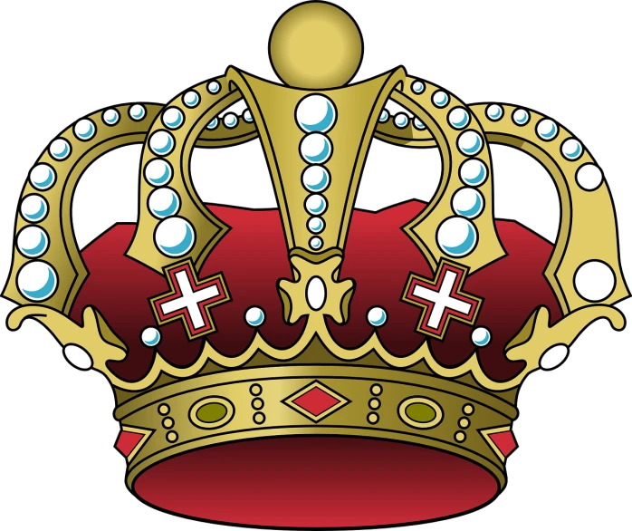 a golden crown sitting on top of a red cushion, pixabay, digital art, diadem on the head, heraldry, crown!!!!!!, head shot