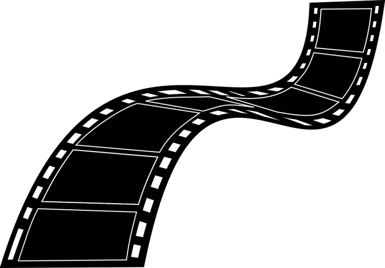 a black and white photo of a film strip, pixabay, video art, vector spline curve style, on a black background, chasing action scene, movie poster with no text